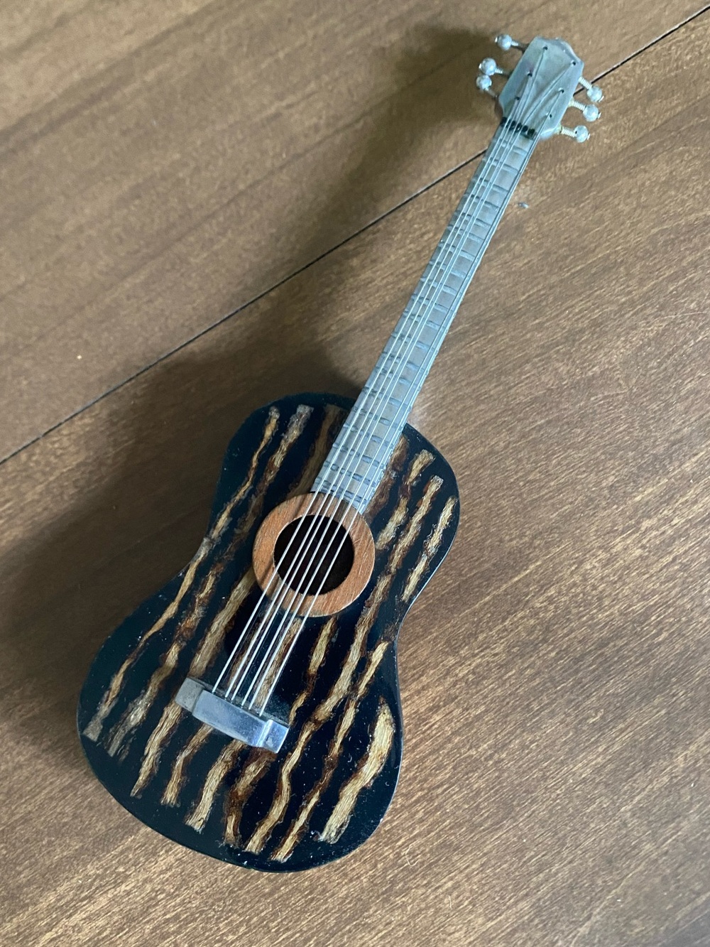 Decorative Miniature Metal & Wood Guitar 8”